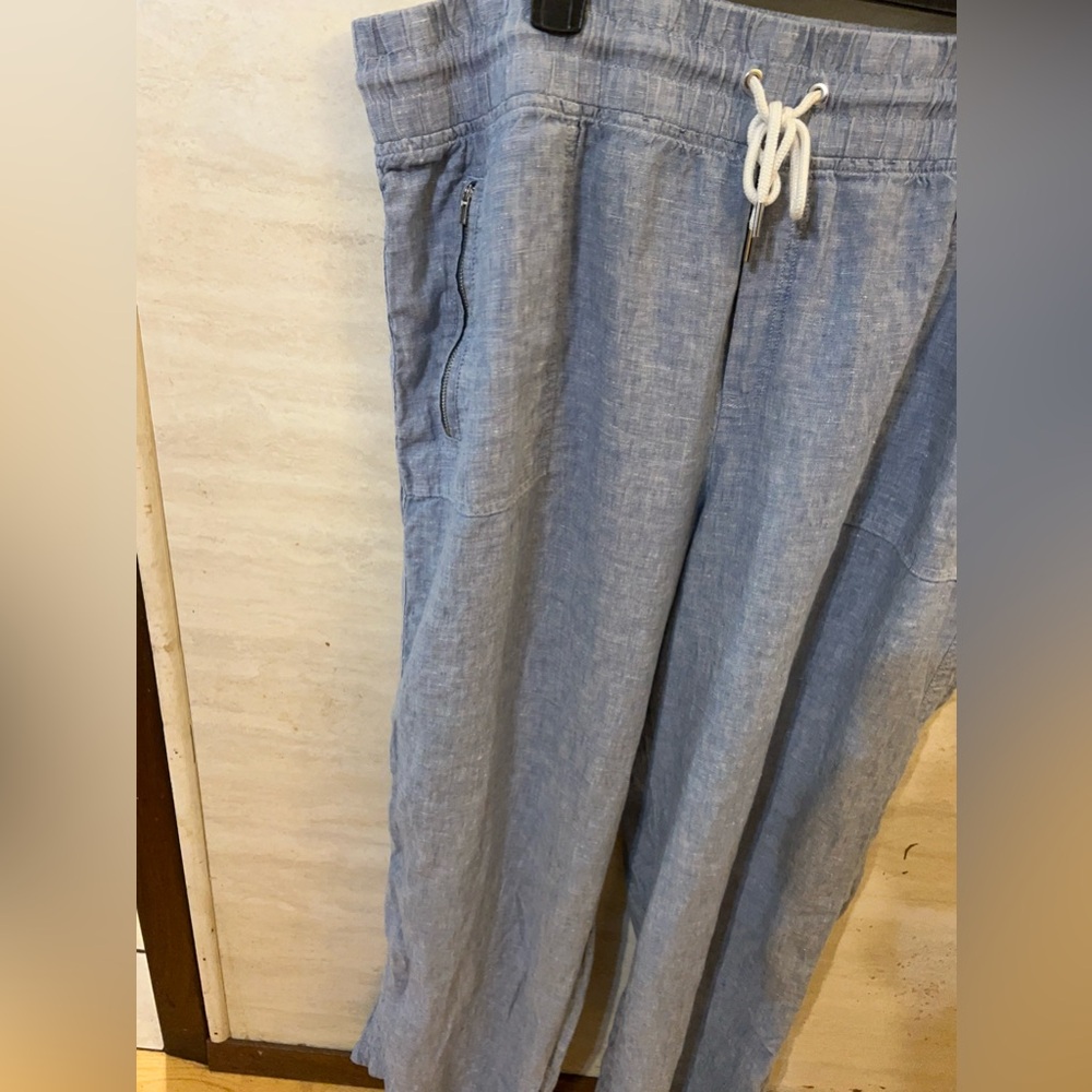 Athleta Cabo Linen Wide Leg Pants Chambray Color 100% Linen - Picture 4 of 12